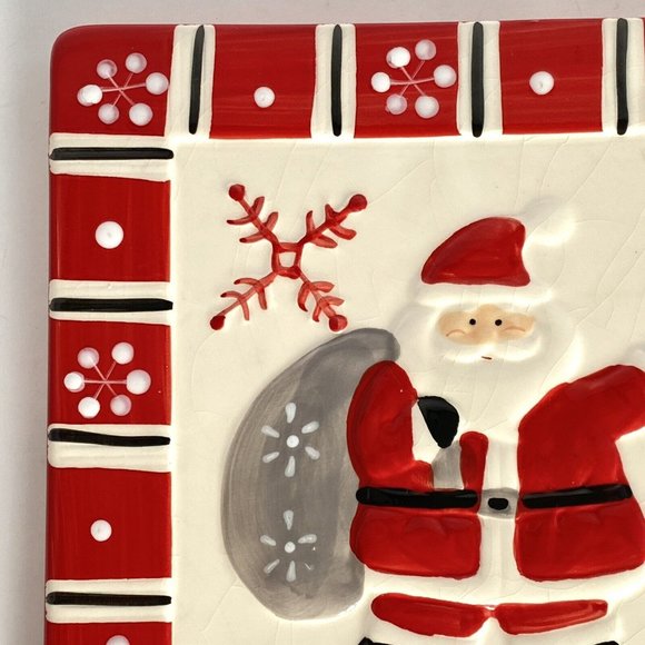 Vintage Santa Tile Trivet Coaster Hand Painted Ceramic 7.5 Inches Square - Picture 3 of 8